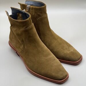 SARTO by Franco Sarto Suede Square Toe Side Zip Ankle Boots Brown Women Size